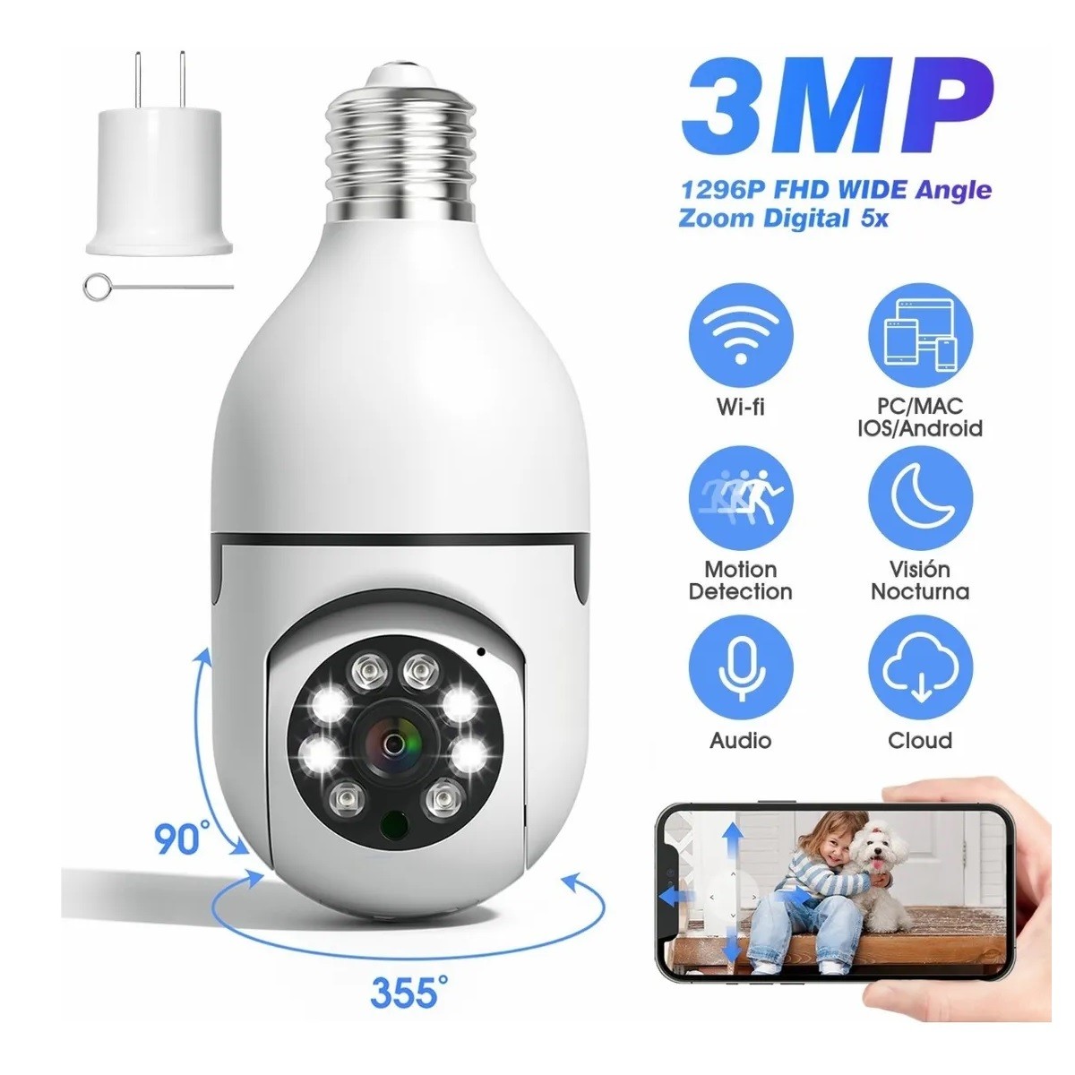 C&aacute;mara De Seguridad Wifi Exterior/interior Ip 3mp Con Alexa image number null