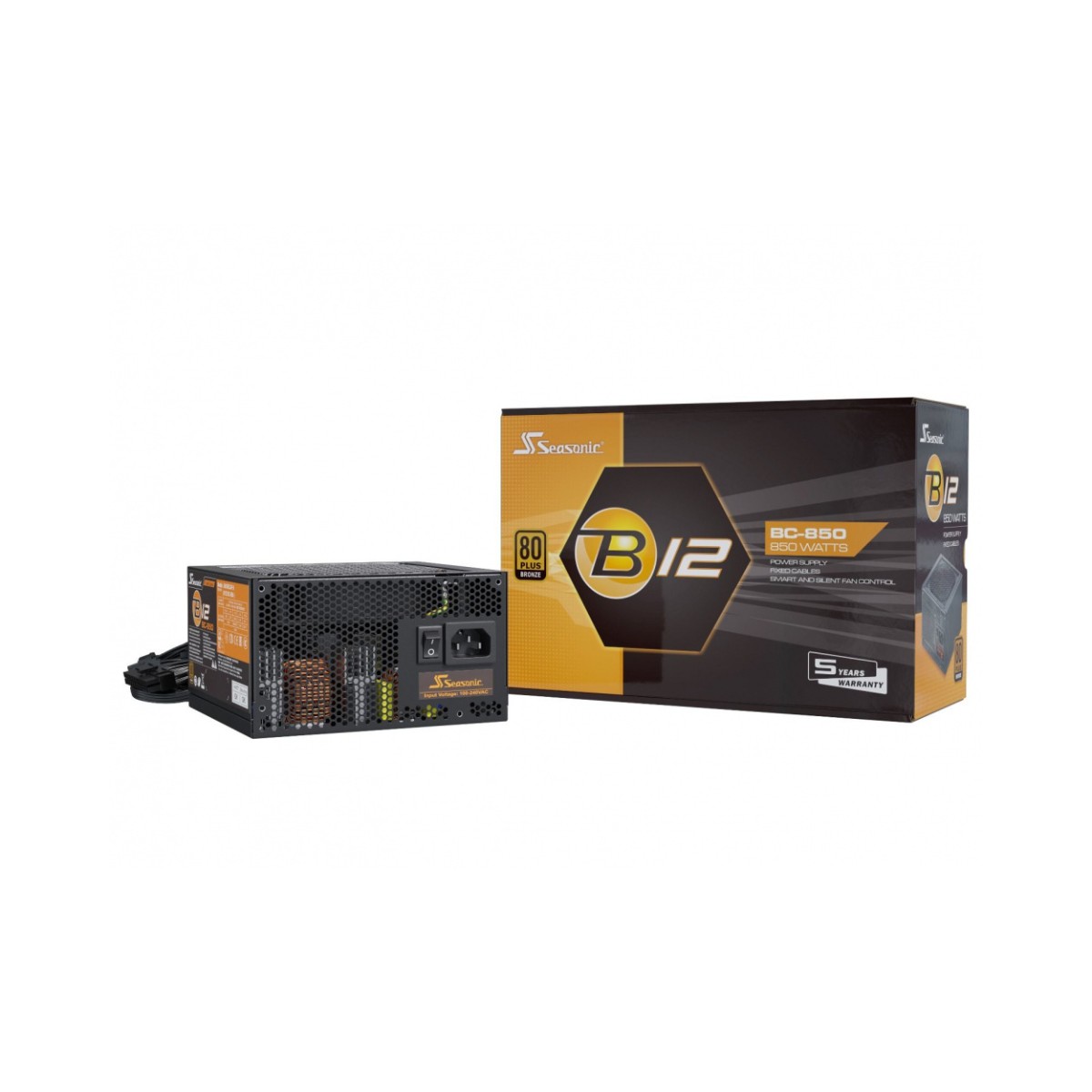 Fuente de Poder Seasonic B12 BC 80 PLUS Bronze, 24-pin ATX, 120mm, 850W image number null