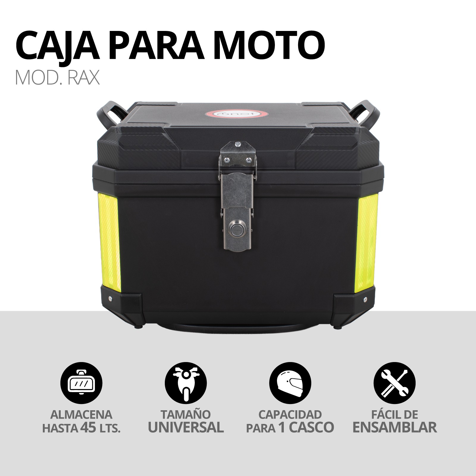 Caja Para Moto 45L Onof RAAX Impermeable Con Candado Universal Alta Resistencia Portaequipaje Motocicleta image number null