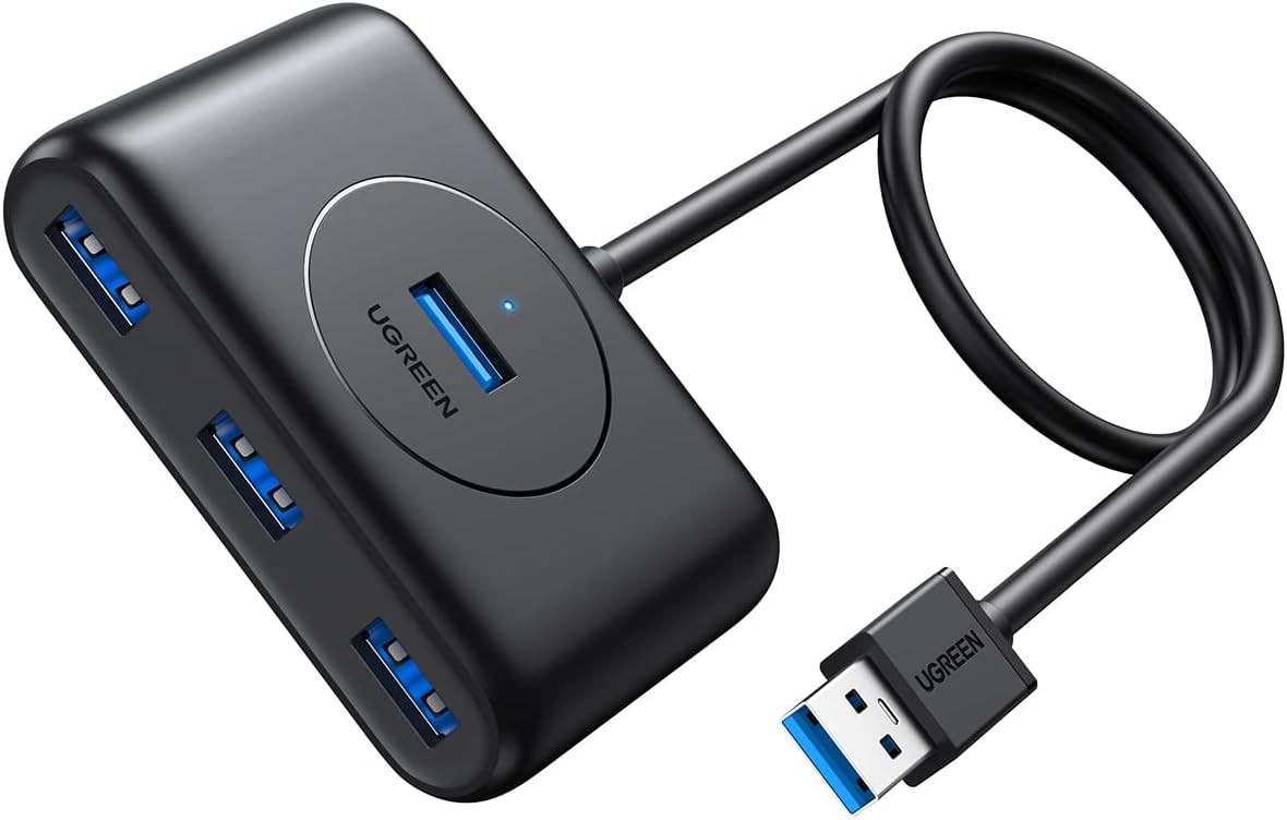 UGREEN Hub USB 3.0, 1M Adaptador USB a 4 USB 3.0 5Gbps y PD Carga Compatible con Macbook, Windows Surface, Switch, Xbox 360 One, PS4, Ultrabook, Laptop o PC, Negro. image number null