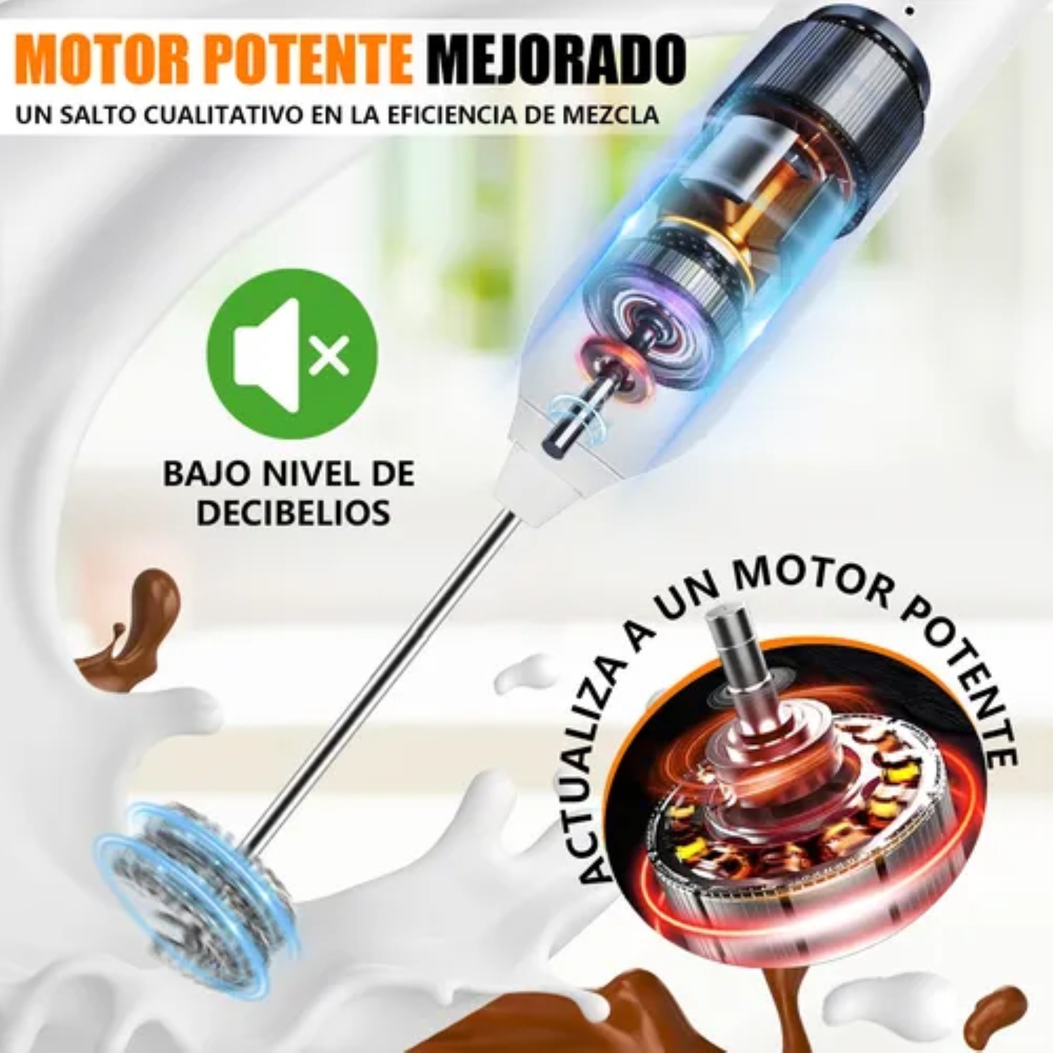 Mini Batidora De Nata El&eacute;ctrica Recargable Uso Dom&eacute;stico Blanco image number null