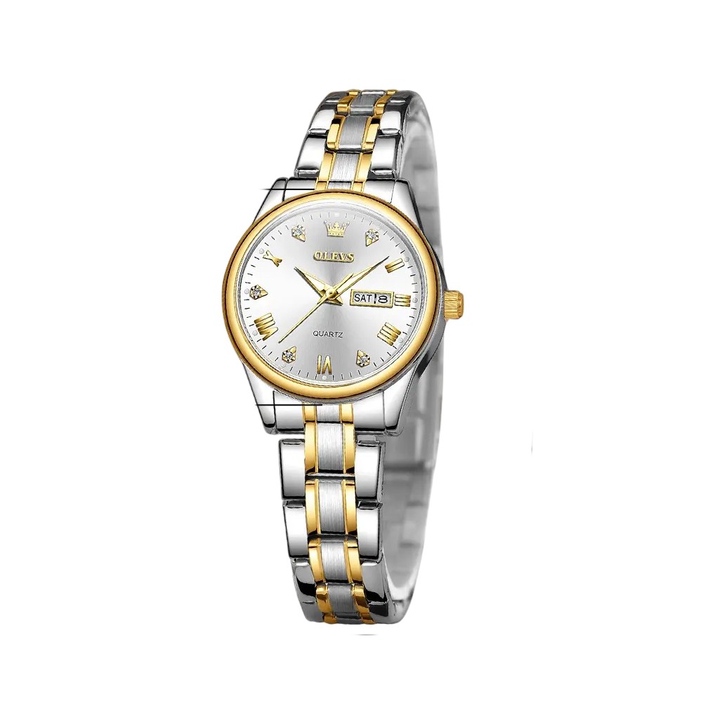 "Reloj Mujer Olevs 5563 Original Luminoso Plata Dorado " image number null