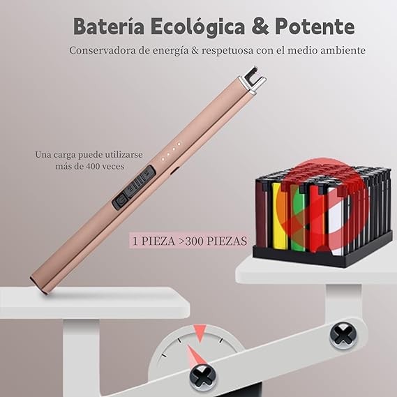 A Yostyle Encendedor Electr&oacute;nico,Encendedor de Velas Sin Llama,Electric Lighter Resistente al Viento&Seguro,Encendedor de Plasma Multiusos para Velas,Cocina&Aire Libre como Barbacoa&Campismo-Oro Rosa. image number null