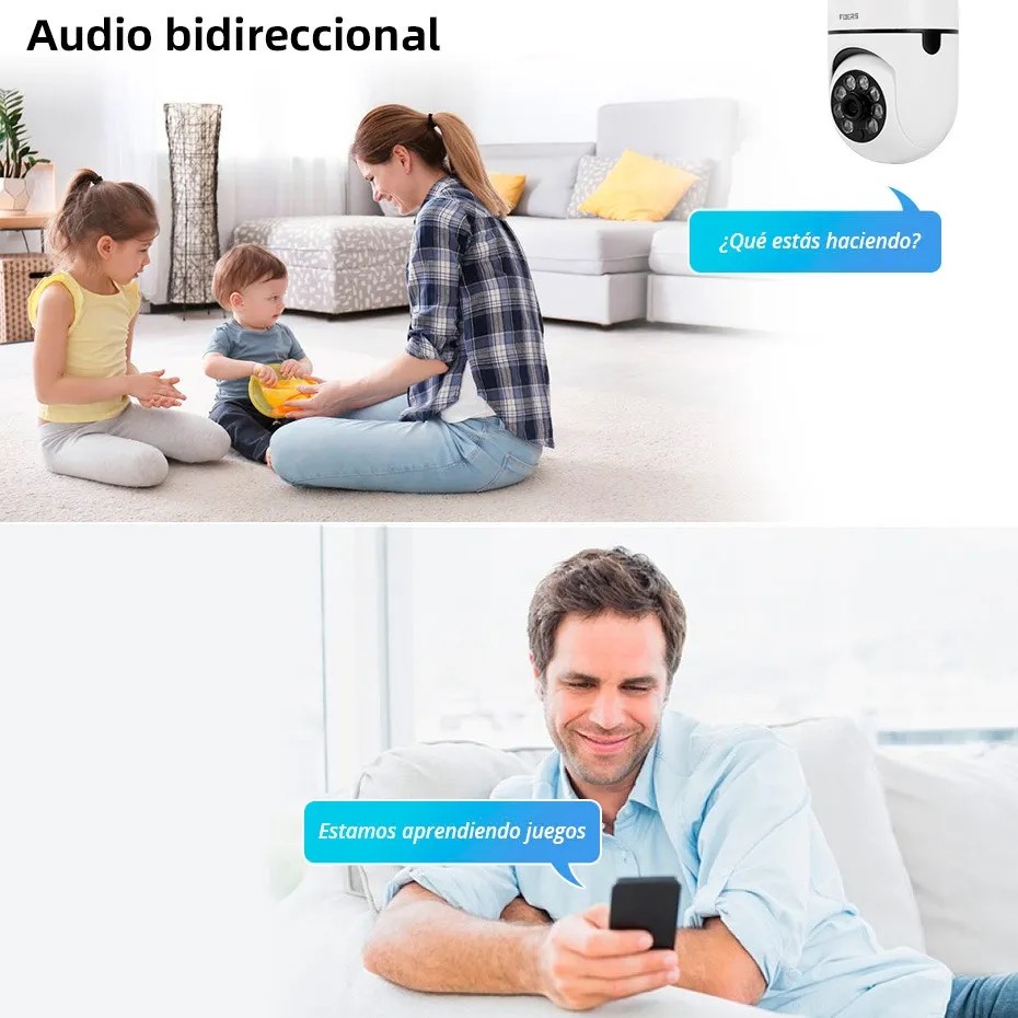Camara de Seguridad Wifi Super HD 3MP 1080P Conexion E27 Foco 360&ordm; Vision Nocturna 2 pz image number null