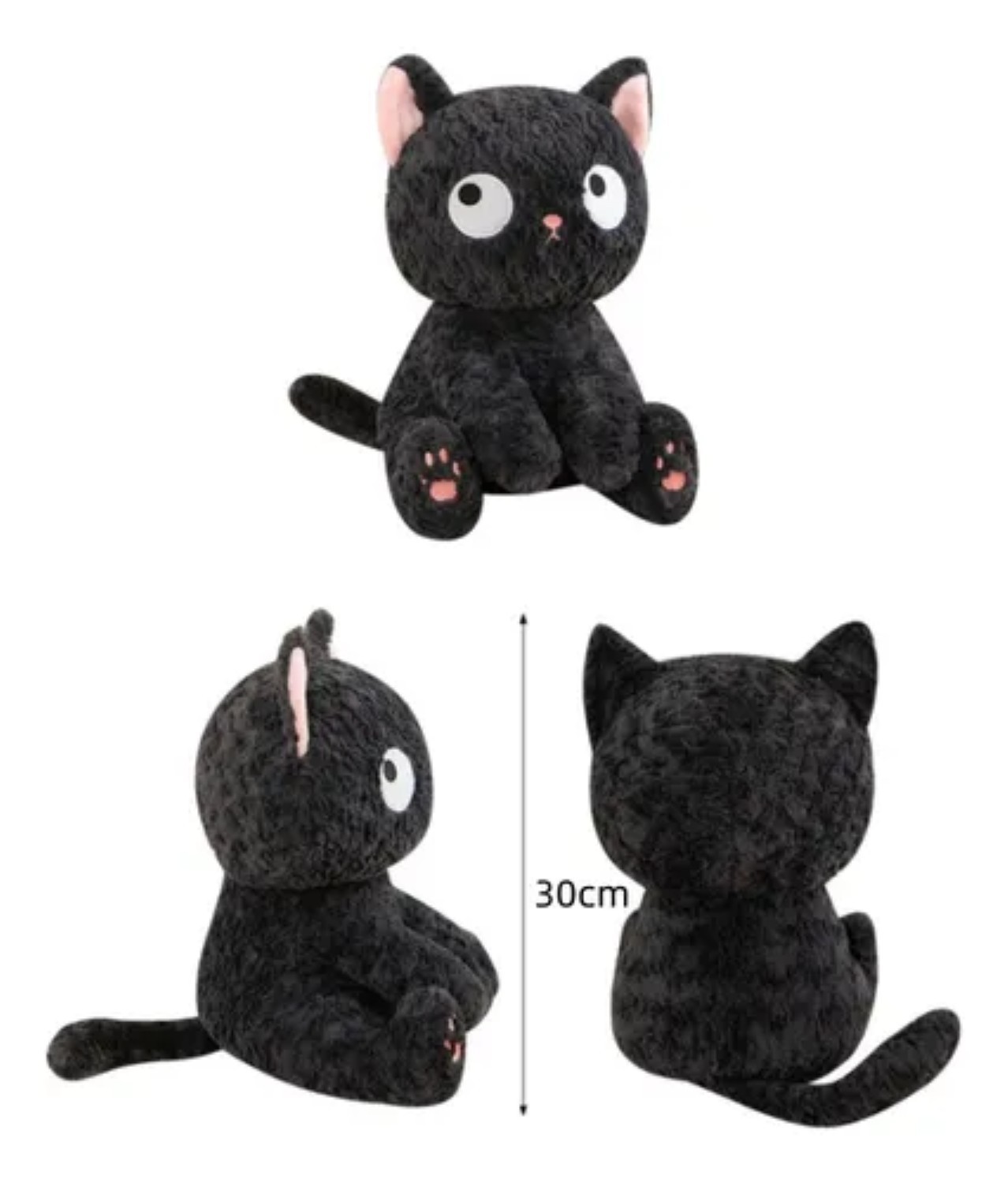 Peluche Gato Ojos Saltones Negro image number null