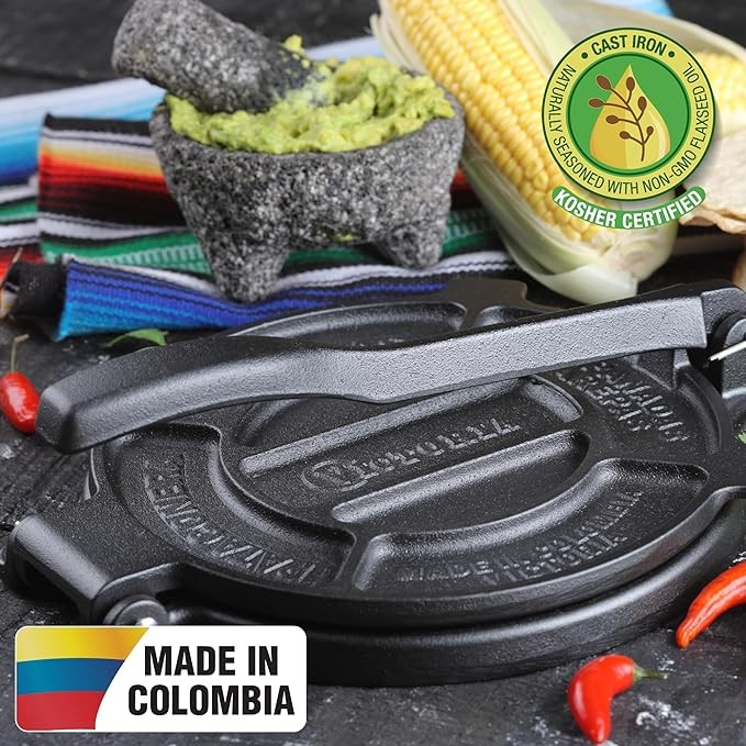 Victoria - Prensa de omelette de hierro fundido, omelette y roti, fabricado en Colombia, 8 pulgadas. image number null
