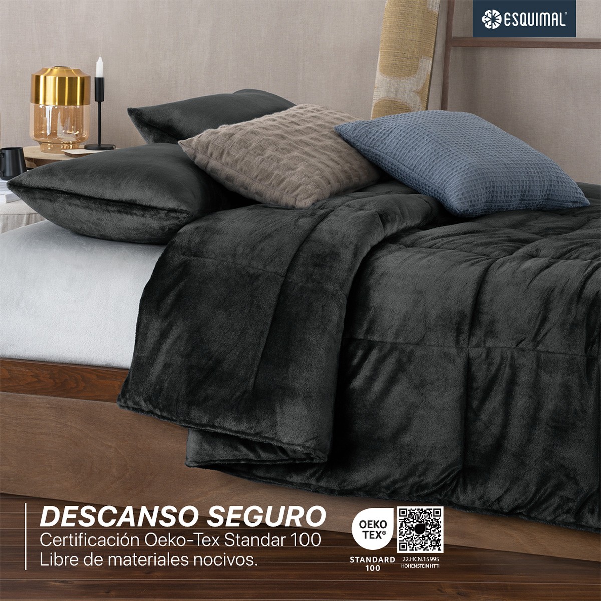 Edred&oacute;n Invernal Cobertor King Size + Fundas Negro ESQUIMAL image number null