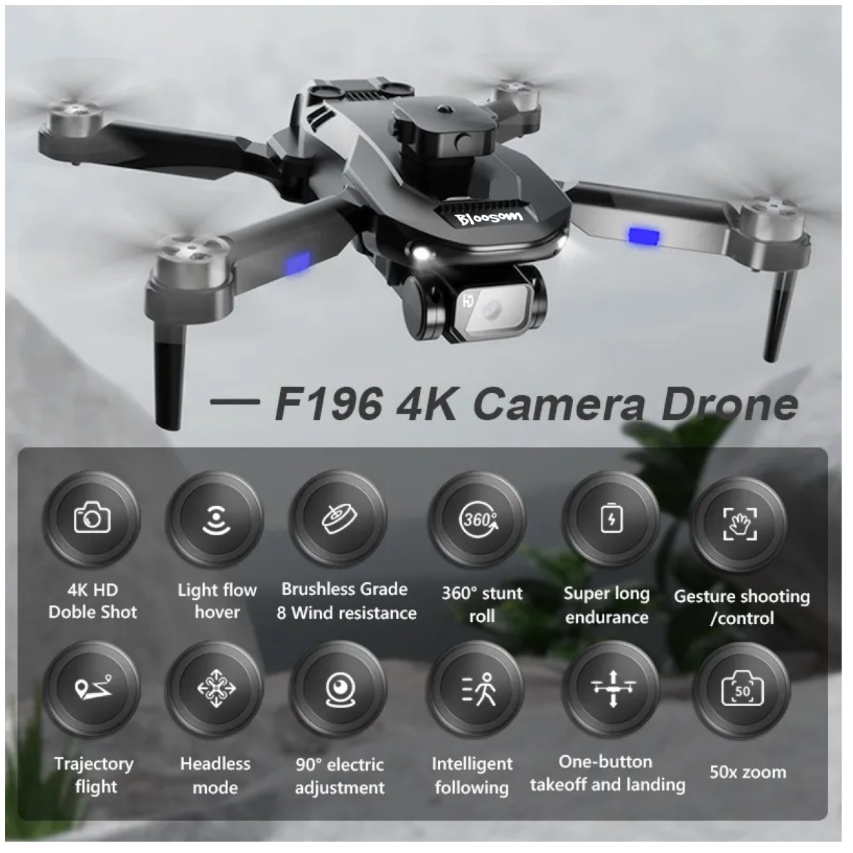 Drone Sin Escobillas Con 4k C&aacute;mara Dual 2bater&iacute;as Gris image number null
