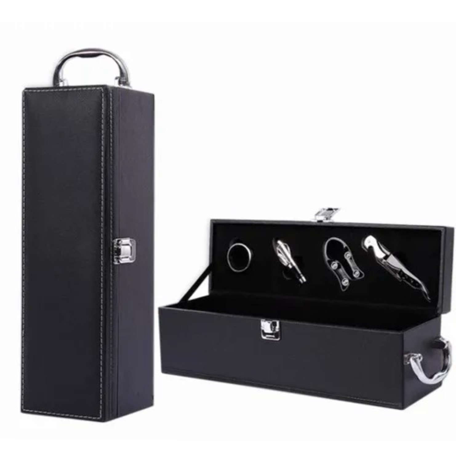 Caja De Regalo Para Un Vino Tinto Con Utensilios De Vino negro image number null
