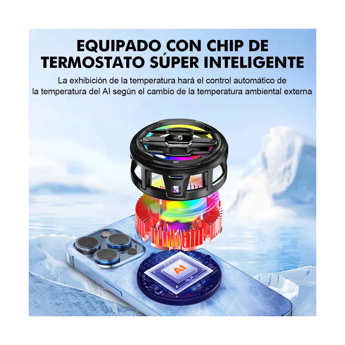 Ventilador Enfriador Magn&eacute;tico RGB Para Tel&eacute;fono Celular image number null