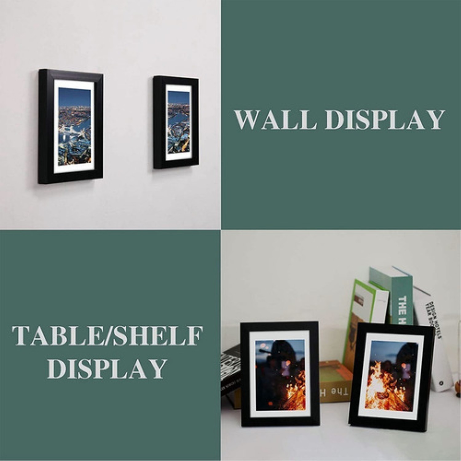 5pcs Marco portaretrato Decoraci&oacute;n De Pared O Mesa Negro image number null