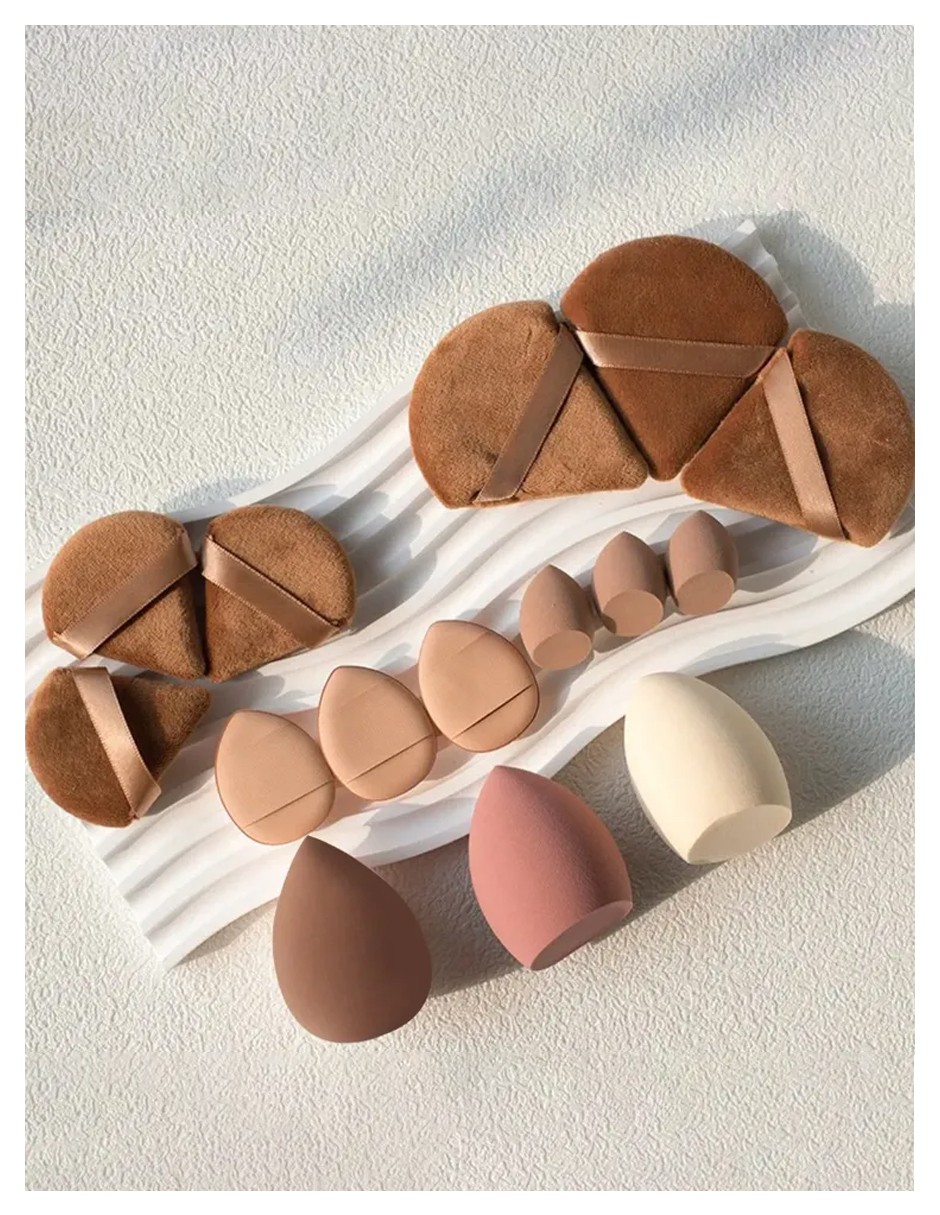 Ccgmdi&reg; 15 Pcs Esponja Maquillaje En Polvo Beauty Blender Con Caja - Marr&oacute;n image number null