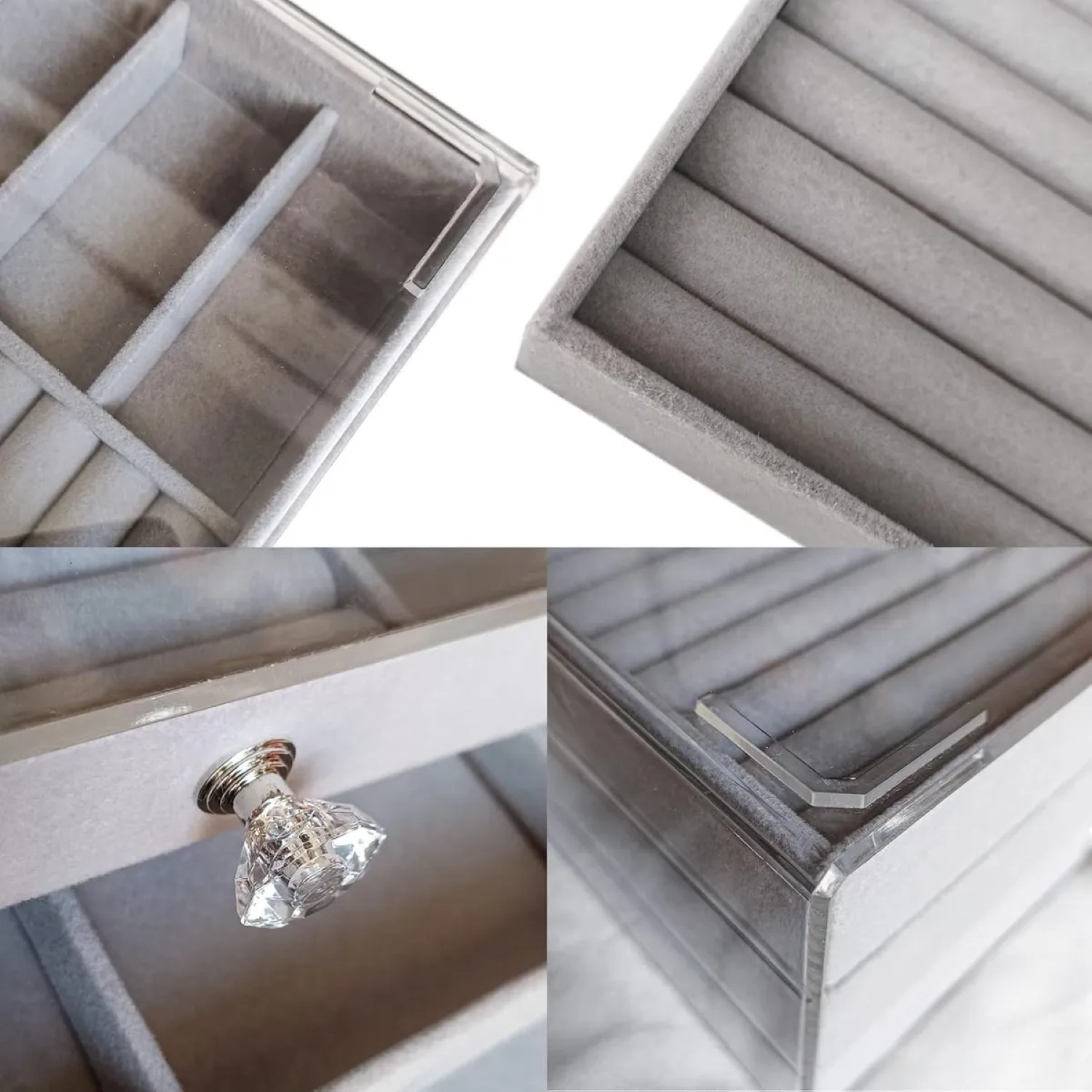 Caja De Almacenamiento De Joyas Acr&iacute;licas De 3 Cajones Gris image number null