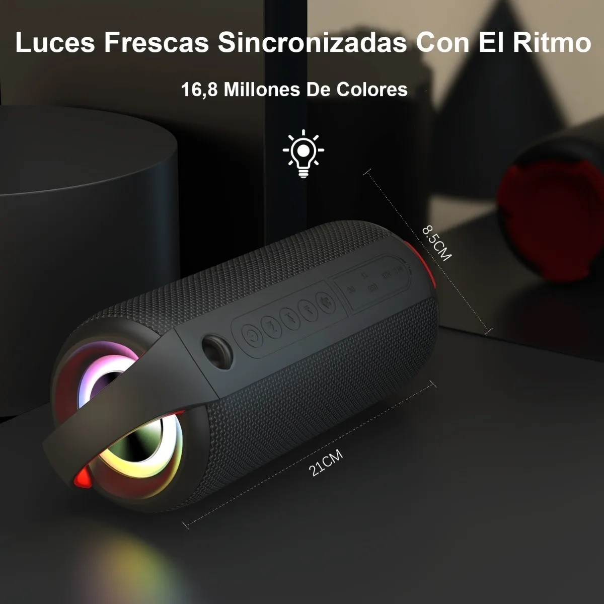 Bocina Bluetooth Port&aacute;til Altavoz Impermeable Con Rgb Luces image number null