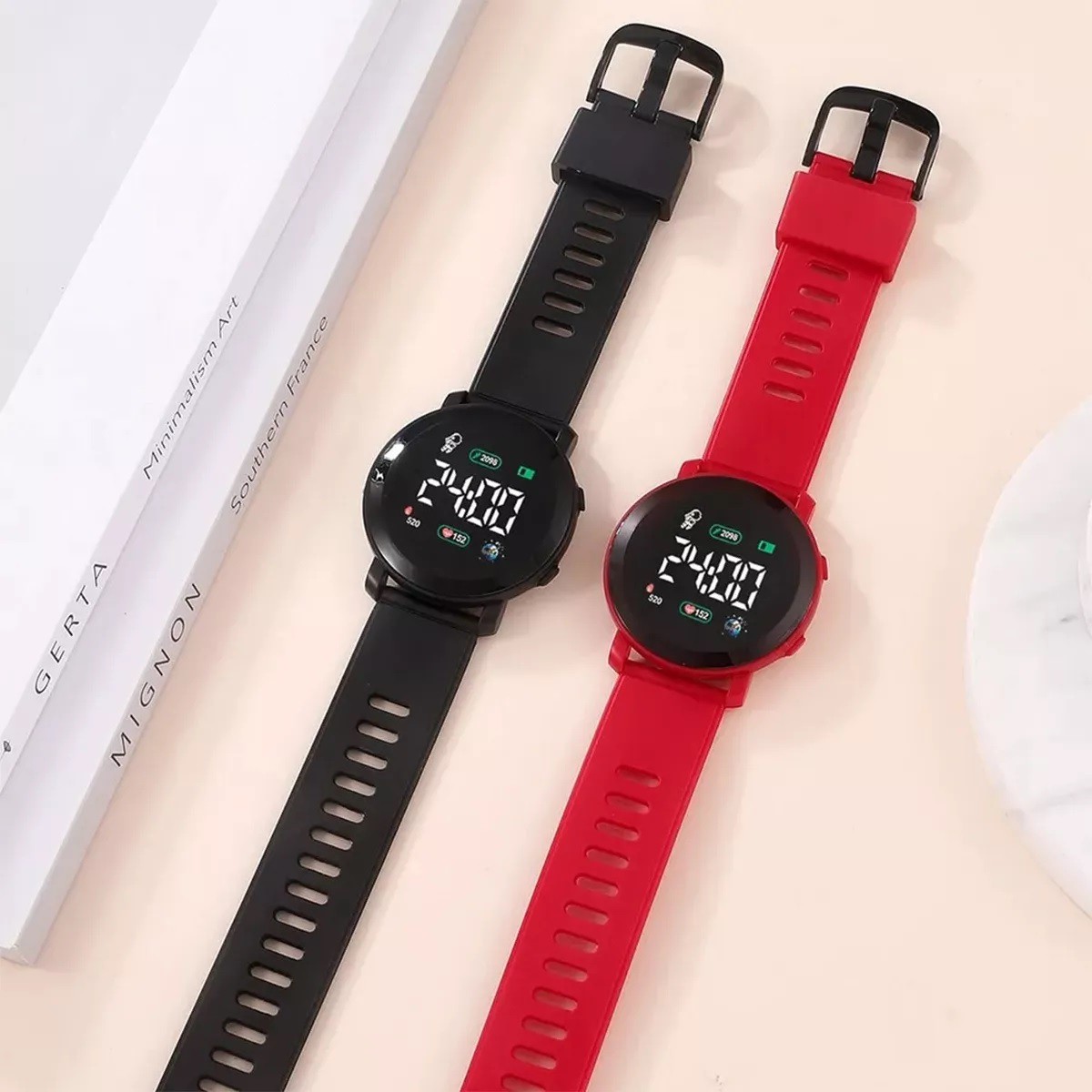 Reloj Led Digital Touch Ni&ntilde;os Ni&ntilde;as Regalo Personajes 2 pcs Rojo/Negro. image number null