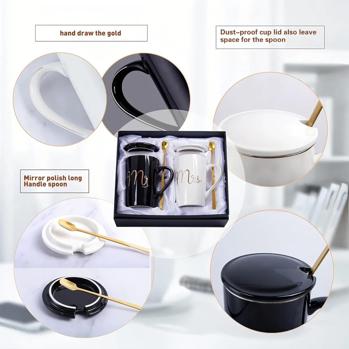 Conjunto De Regalo De Boda De Taza Caf&eacute; De Pareja De Calidad image number null