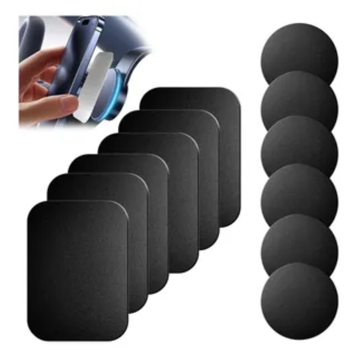 8 Placas De Metal, Para Soporte Magn&eacute;tico Auto Celular Im&aacute;n negro image number null