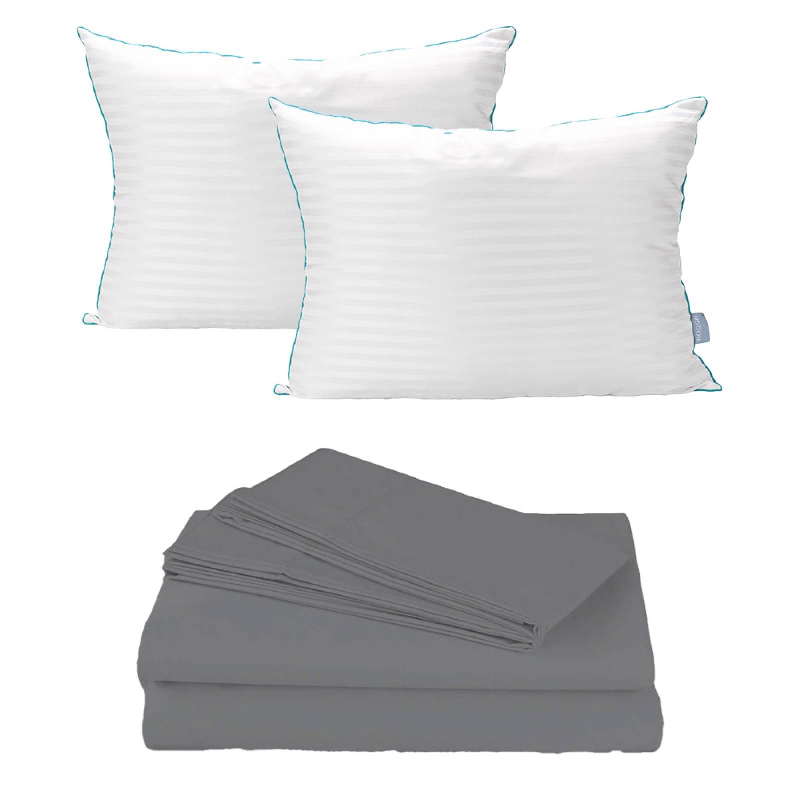 S&aacute;banas Matrimonial Spring Air Basic Gris con 2 Almohadas Royal image number null