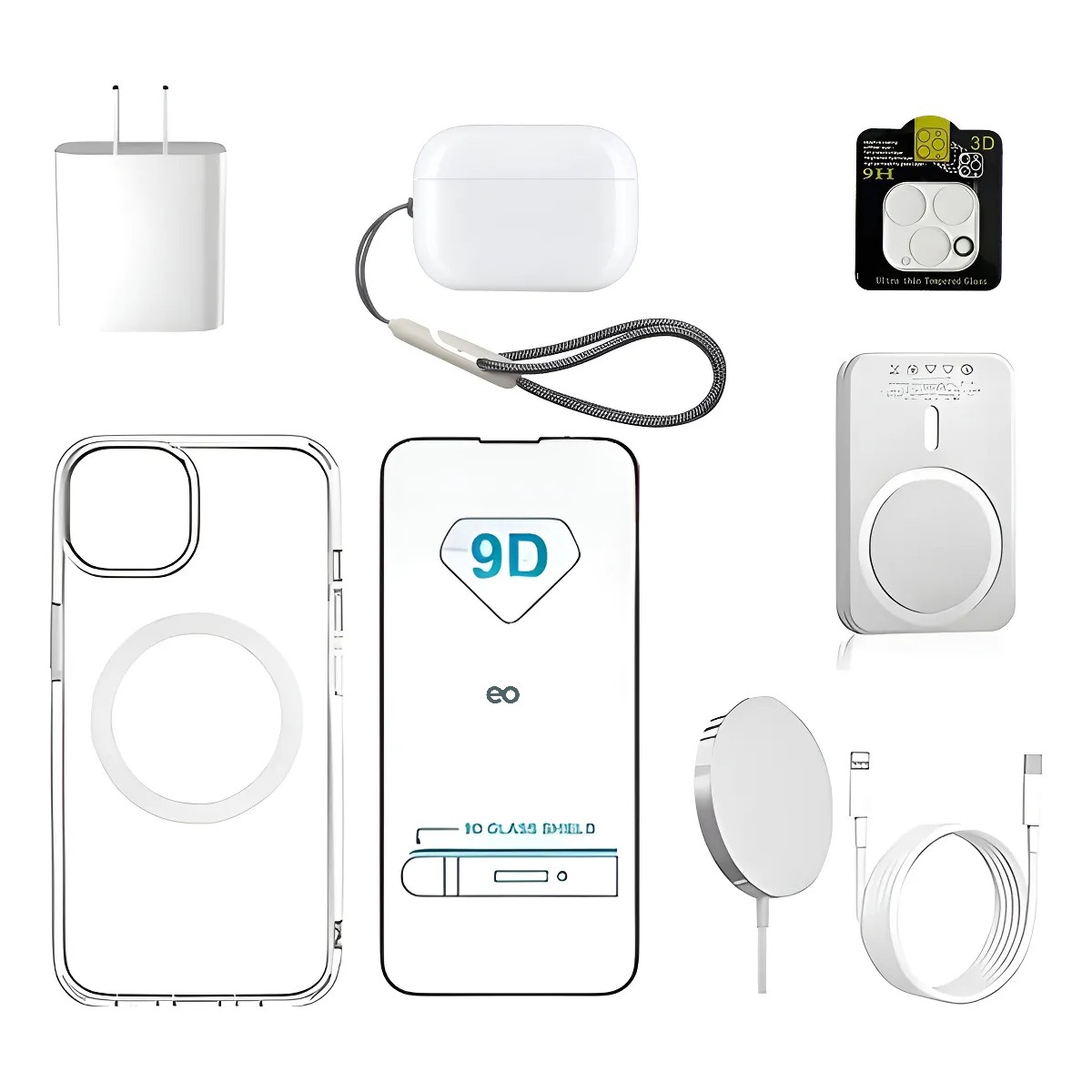 kit Cargador 20w Inal&aacute;mbric 10000 Mah Auricular Para iPhone 11 Pro Max image number null