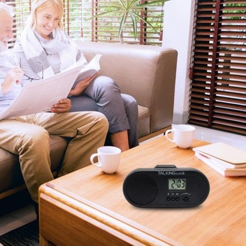 Reloj Despertador Parlante Hora Con Voz Espa&ntilde;ol Talking negro image number null