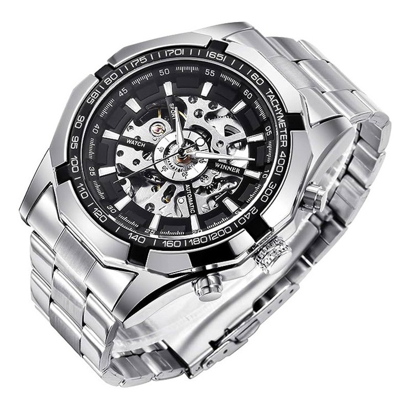 Reloj Autom&aacute;tico Esqueleto Acero Inoxid Impermeable Hombre image number null