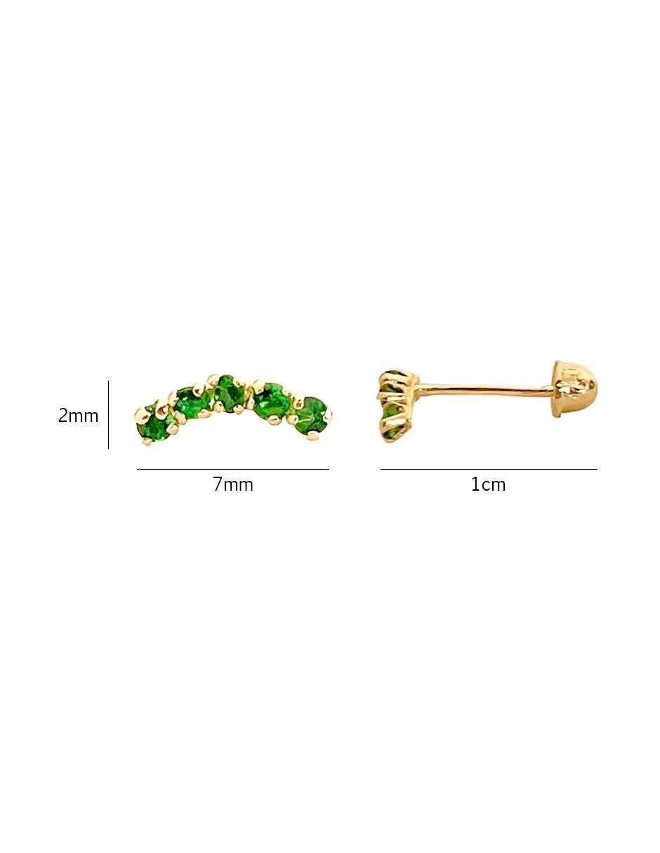 Broquel de Zirconias Verdes en Oro de 10k + Obsequio y Empaque de Regalo image number null