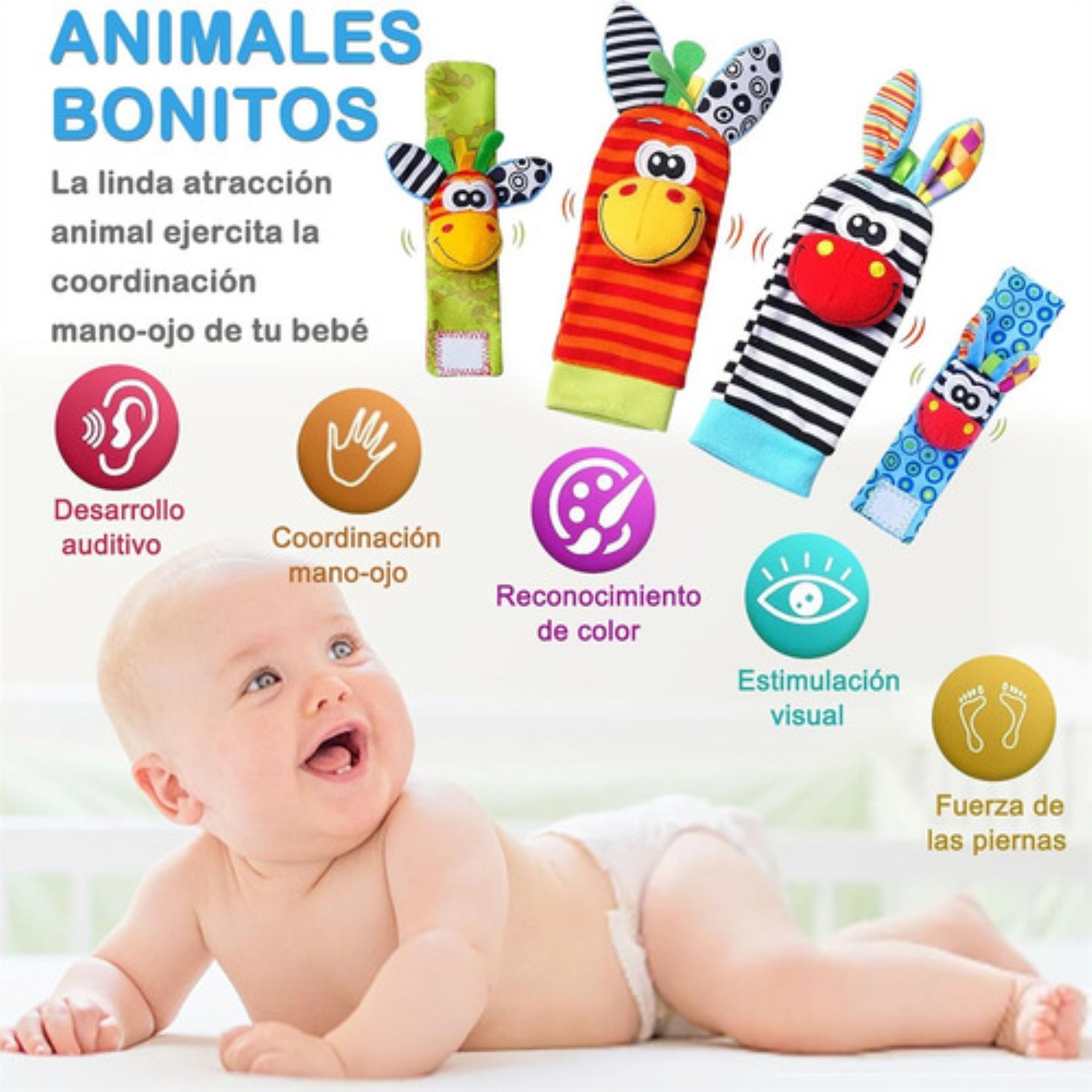 Sonajas Para Bebe Calcetines Juguete Estilo 4 elefantes y changos image number null