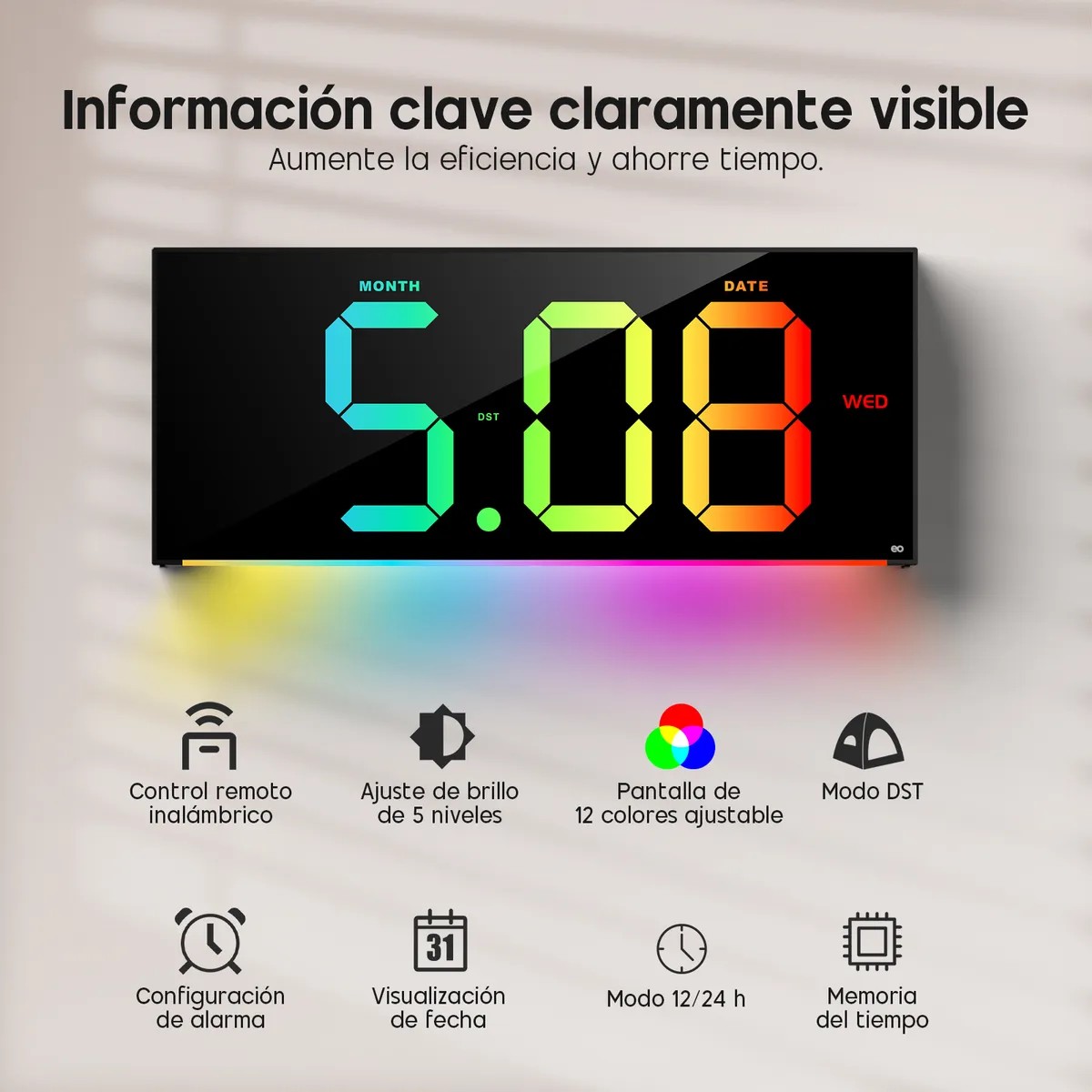 Reloj De Pared Moderno 3d Decorativo Grande Luminoso image number null