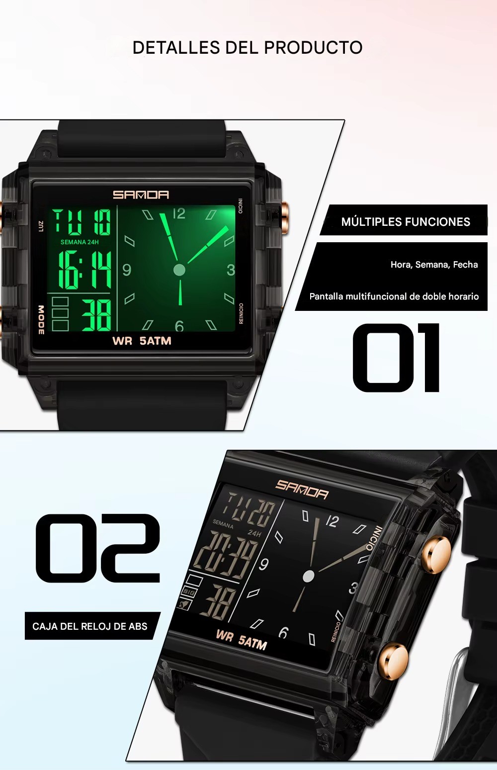 Relojes electr&oacute;nicos azul 01 calendario luminoso impermeable deportes al aire libre pulsera Digital image number null