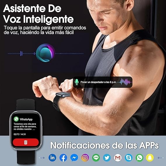 Lostrain Reloj Inteligente Hombre y Mujer,Smartwatch Deportivo 1.96" HD Pantalla t&aacute;ctil con Llamada Bluetooth,Pulsera Inteligente Impermeable IP68 Monitor De Frecuencia Card&iacute;aca/SPO2/Presi&oacute;n Arterial. image number null