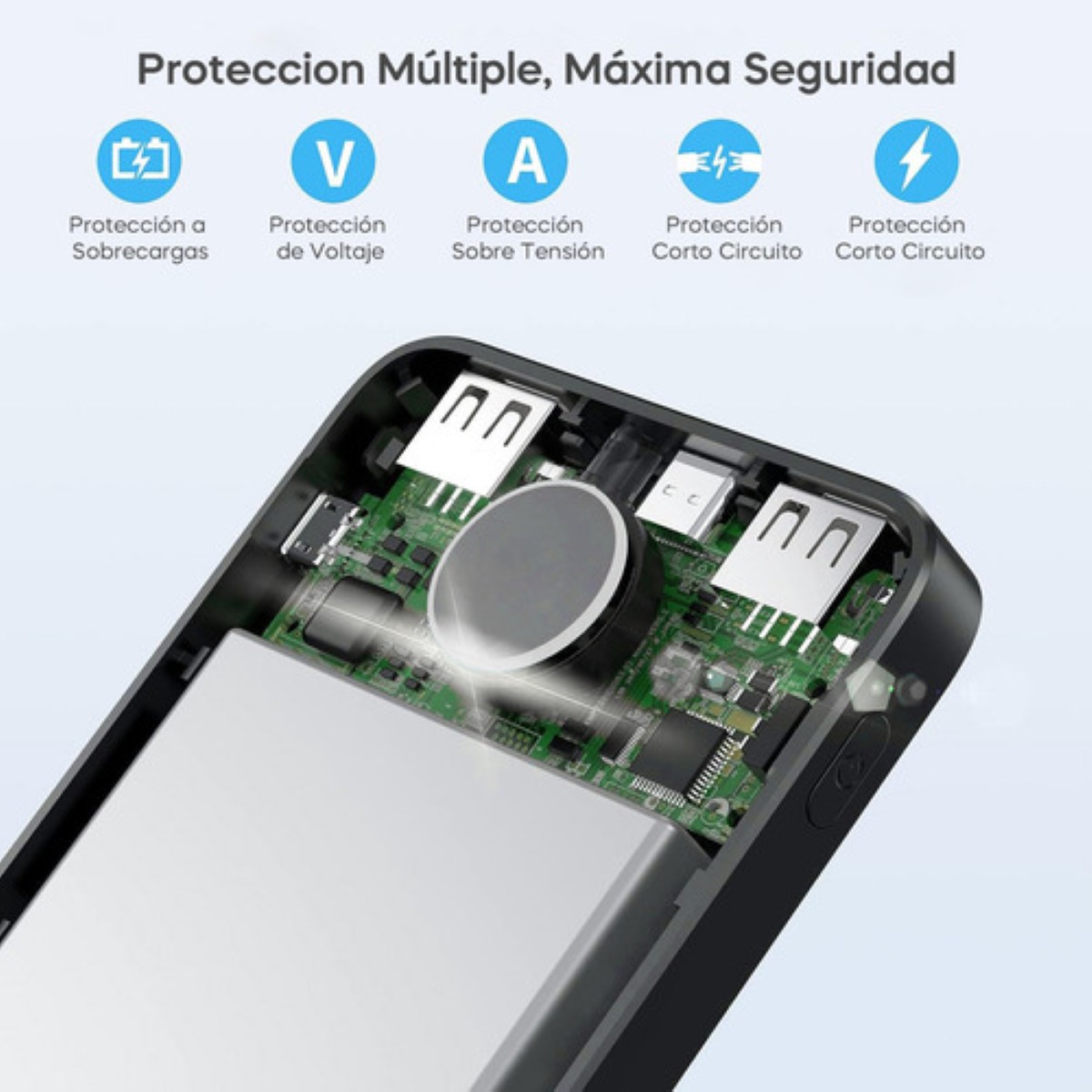Power Bank Bater&iacute;a Port&aacute;til 20000mah Carga R&aacute;pida 20w U Volt Color Negro image number null