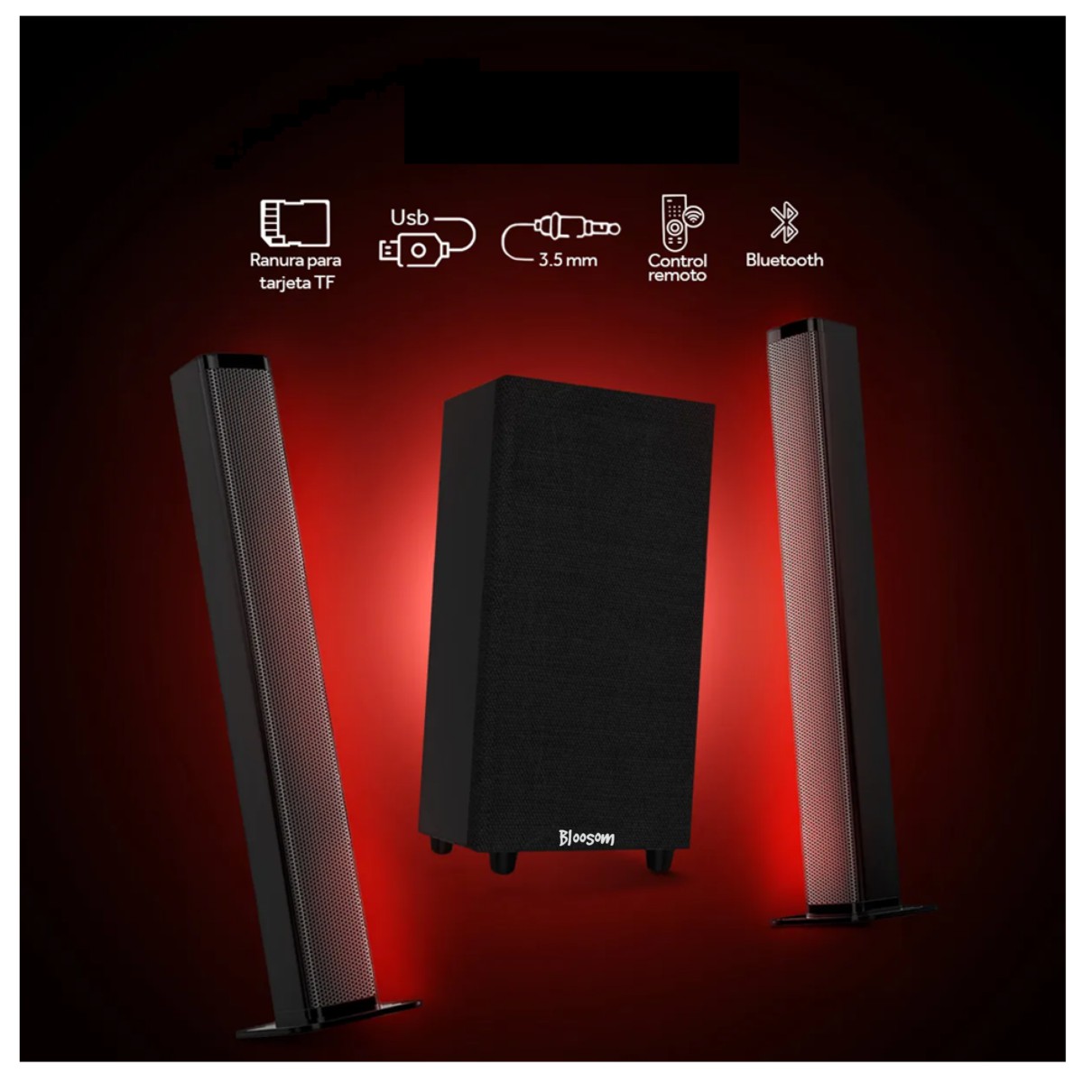 Barra De Sonido Con Woofer Bluetooth Usb, Negro image number null