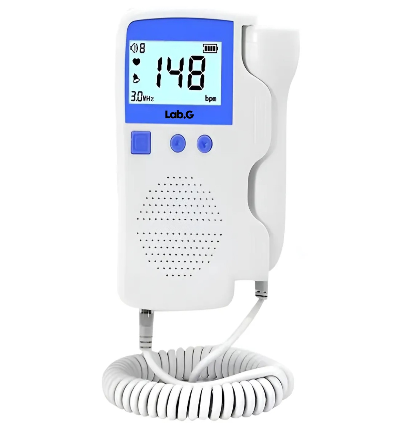 Detector De Frecuencia Card&iacute;aca Fetal Doppler + Gel Bater&iacute;a, Blanco/Azul image number null