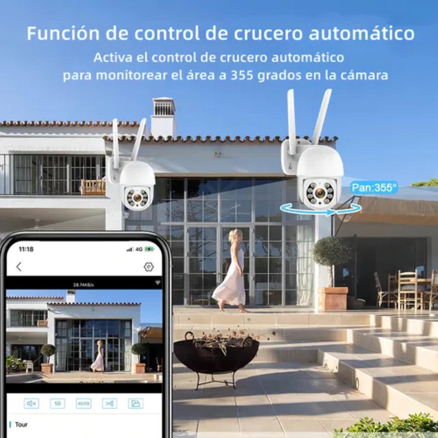 2pcs C&aacute;maras De Seguridad Exterior Wifi Hd Ip Visi&oacute;n Alarma Color Blanco image number null