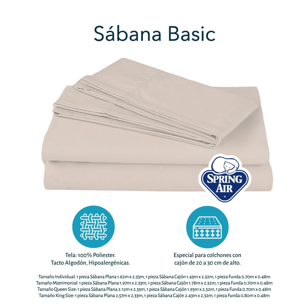 S&aacute;banas Individual Spring Air Basic Crema image number null