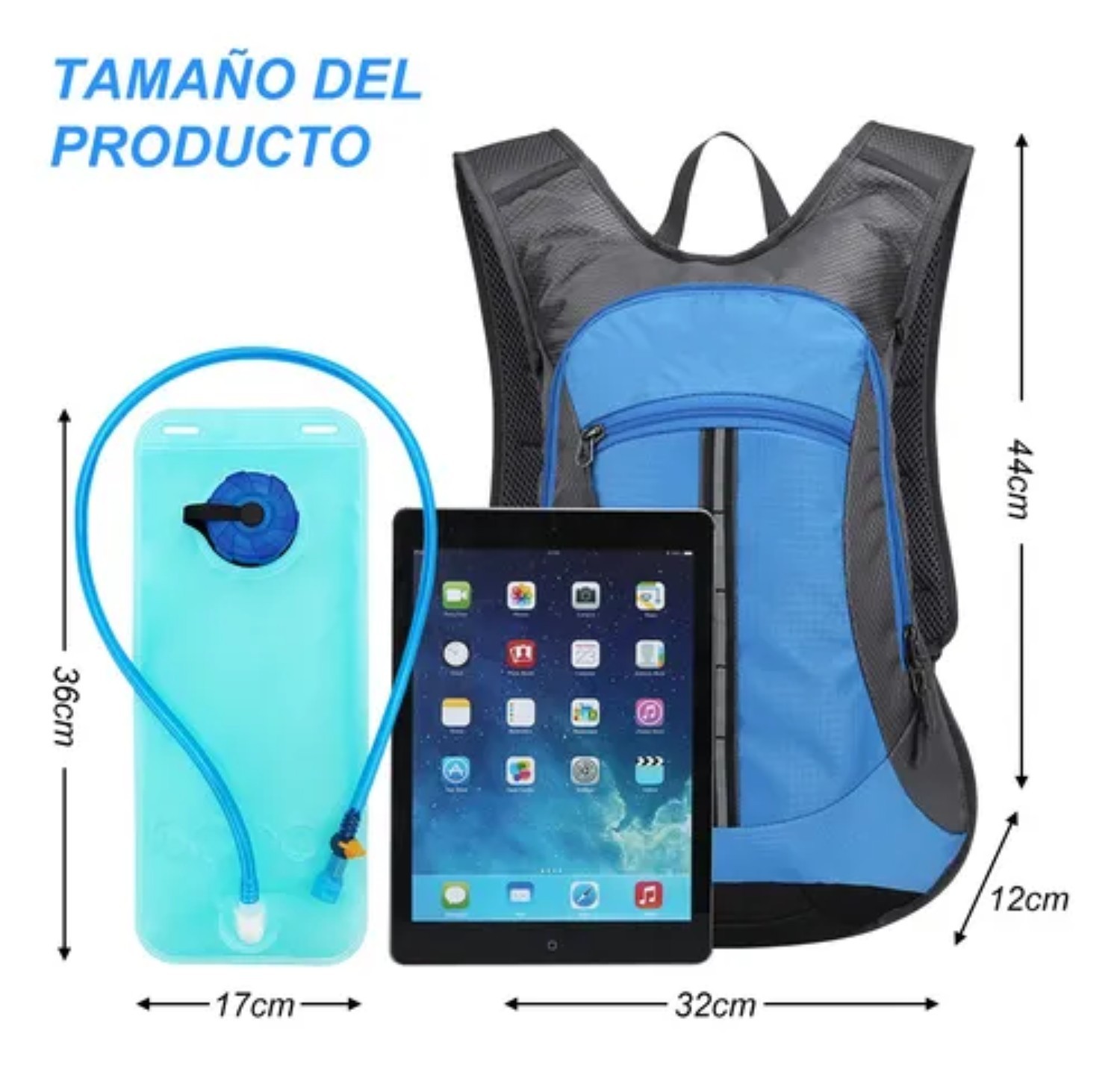 3pz Mochila Hidratante Bolsa Agua 2l Bicicleta Azul Rey image number null