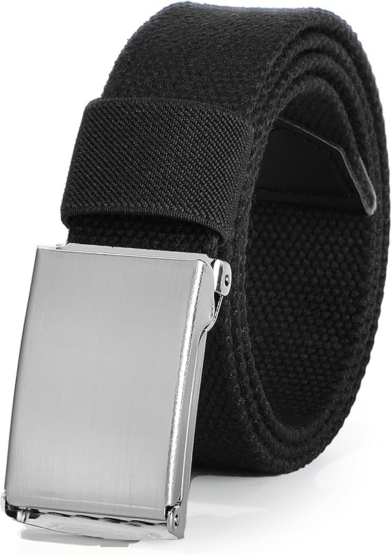 AWAYTR - Cinturones de lona para ni&ntilde;os, uniforme escolar ajustable, cintur&oacute;n de golf para ni&ntilde;os con hebilla abatible plateada. image number null