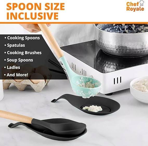 A 3 Piezas Reposabrazos Modernos De Silicona Para Cuchara, Soportes Para Utensilios De Cocina Para Estufa, Material De Calidad Sin BPA, Soporte De Utensilios Para Cucharones, Soporte Para Tapa De Olla. image number null