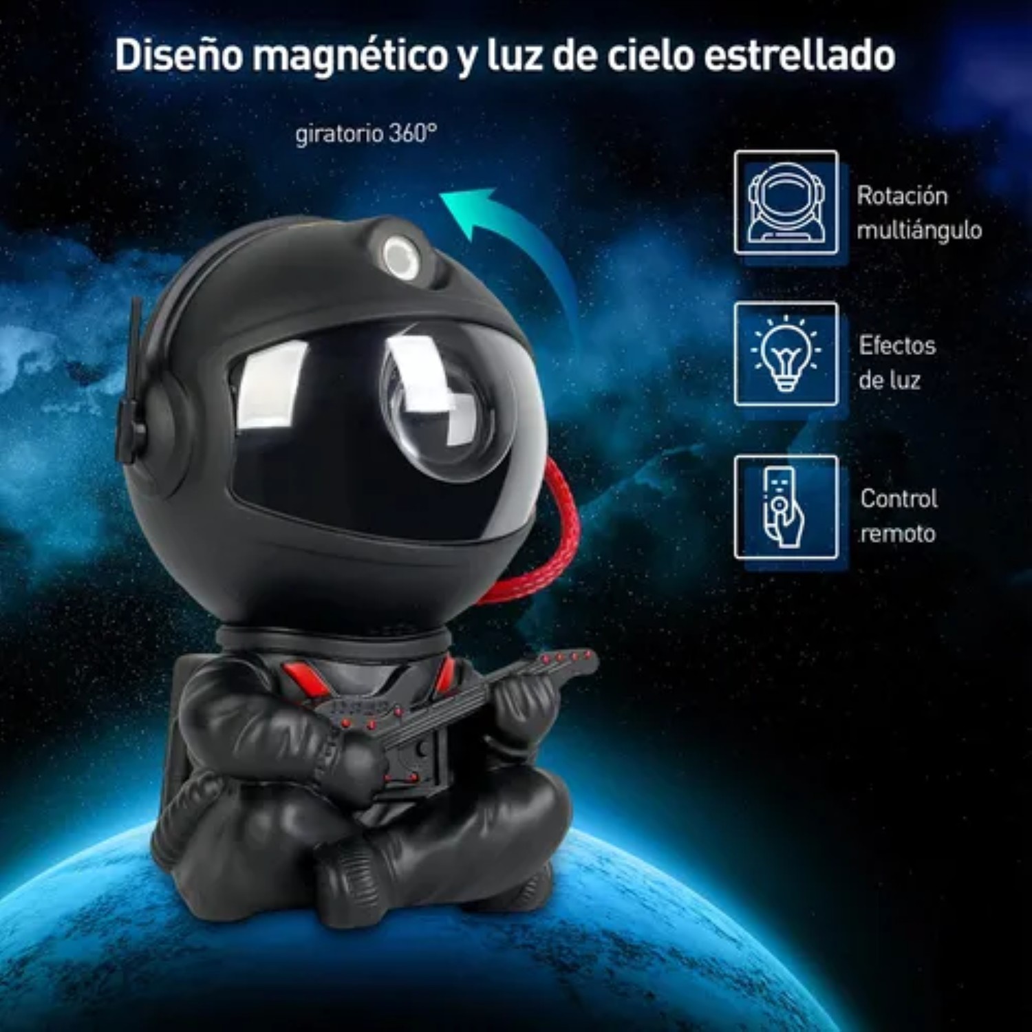 L&aacute;mpara Proyectora De Estrella Astronauta negra image number null