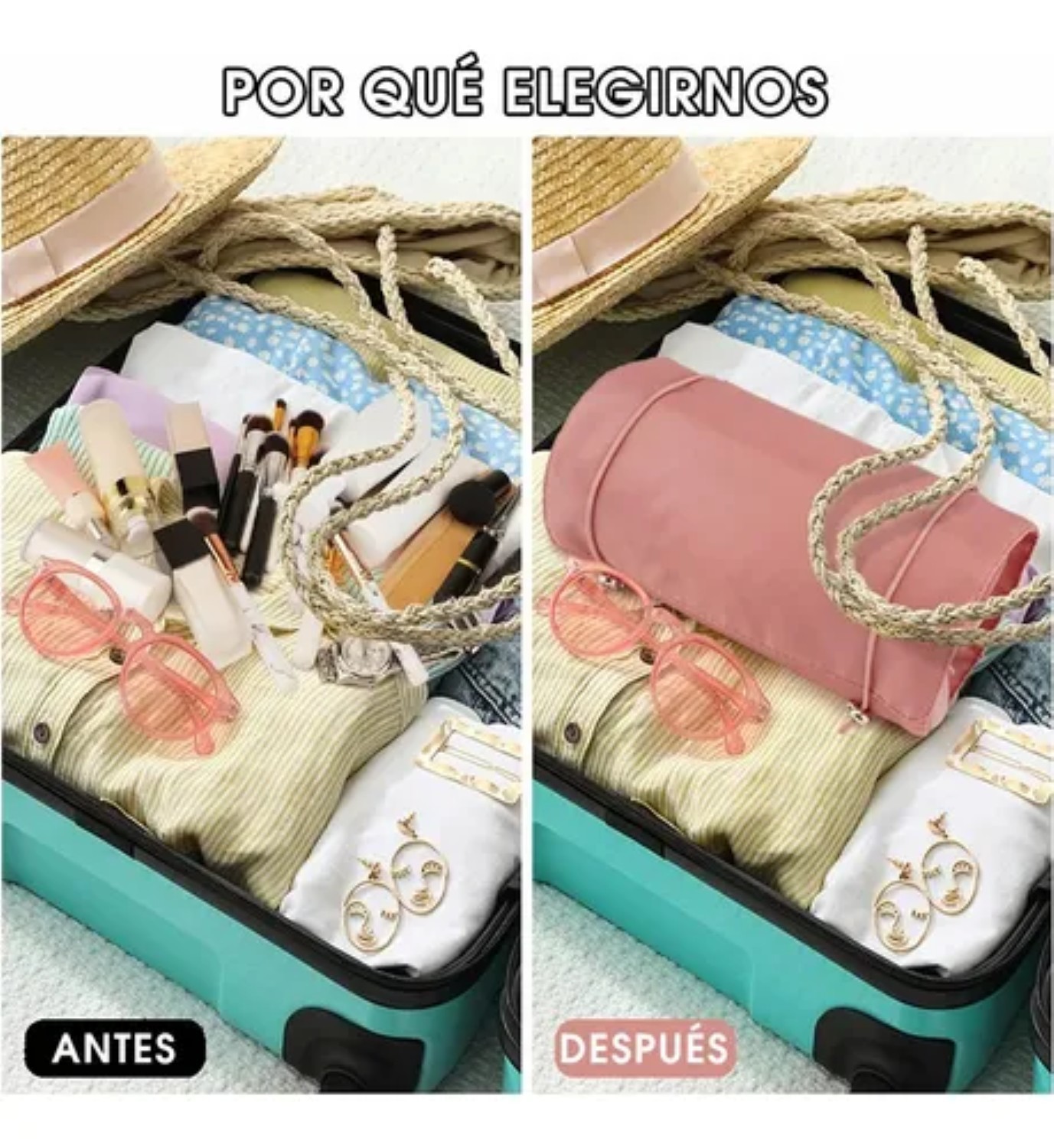Neceseres Cosmetiquera Bolsa Organizador De Viaje Port&aacute;til Rosa image number null