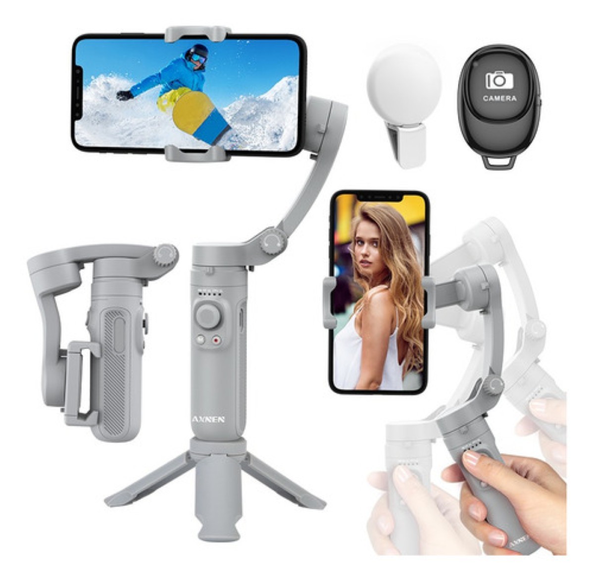 Estabilizador Gimbal 3 Ejes Plegable Para Celular Gris image number null