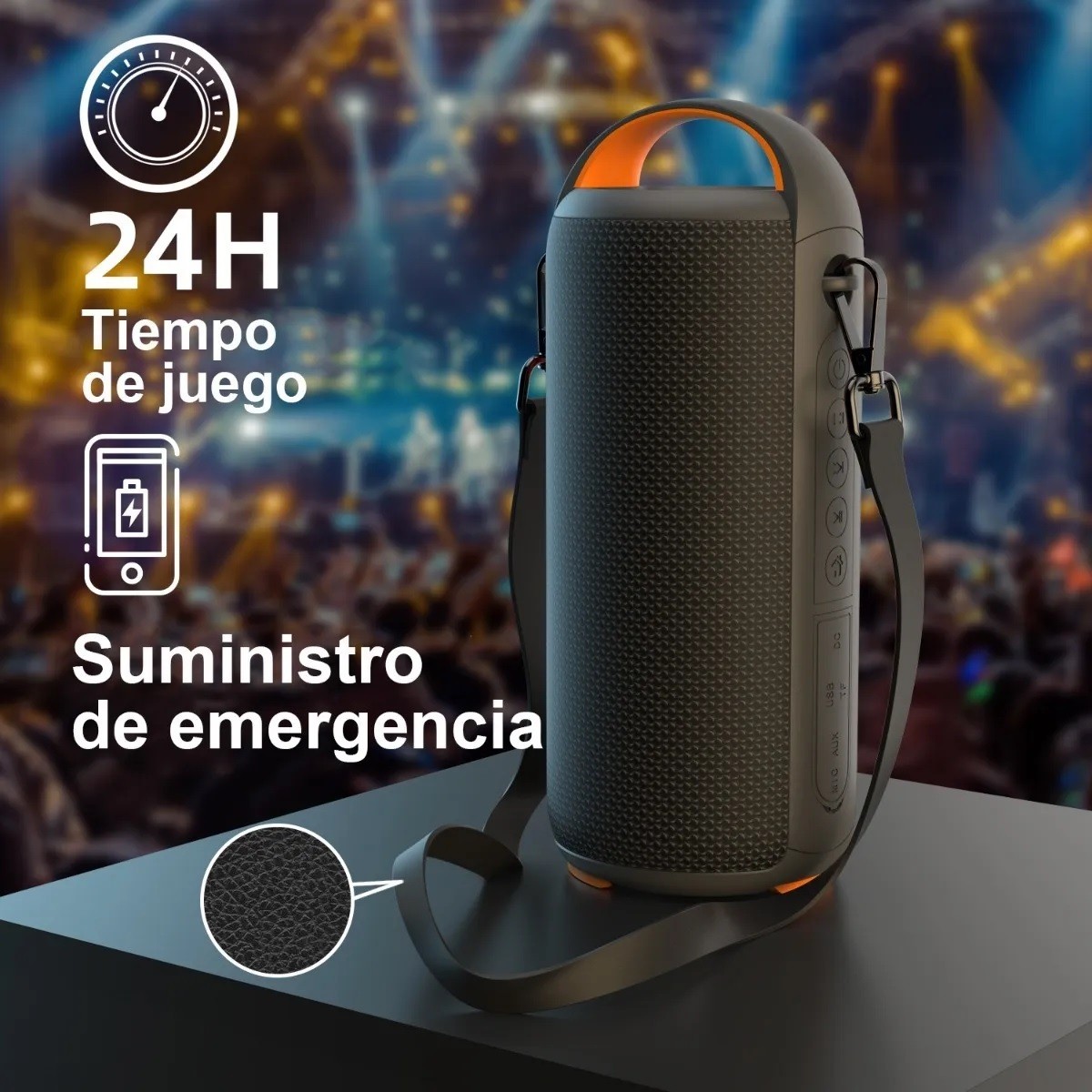 Bocina Bluetooth Port&aacute;til Altavoz Impermeable Con Rgb Luces image number null