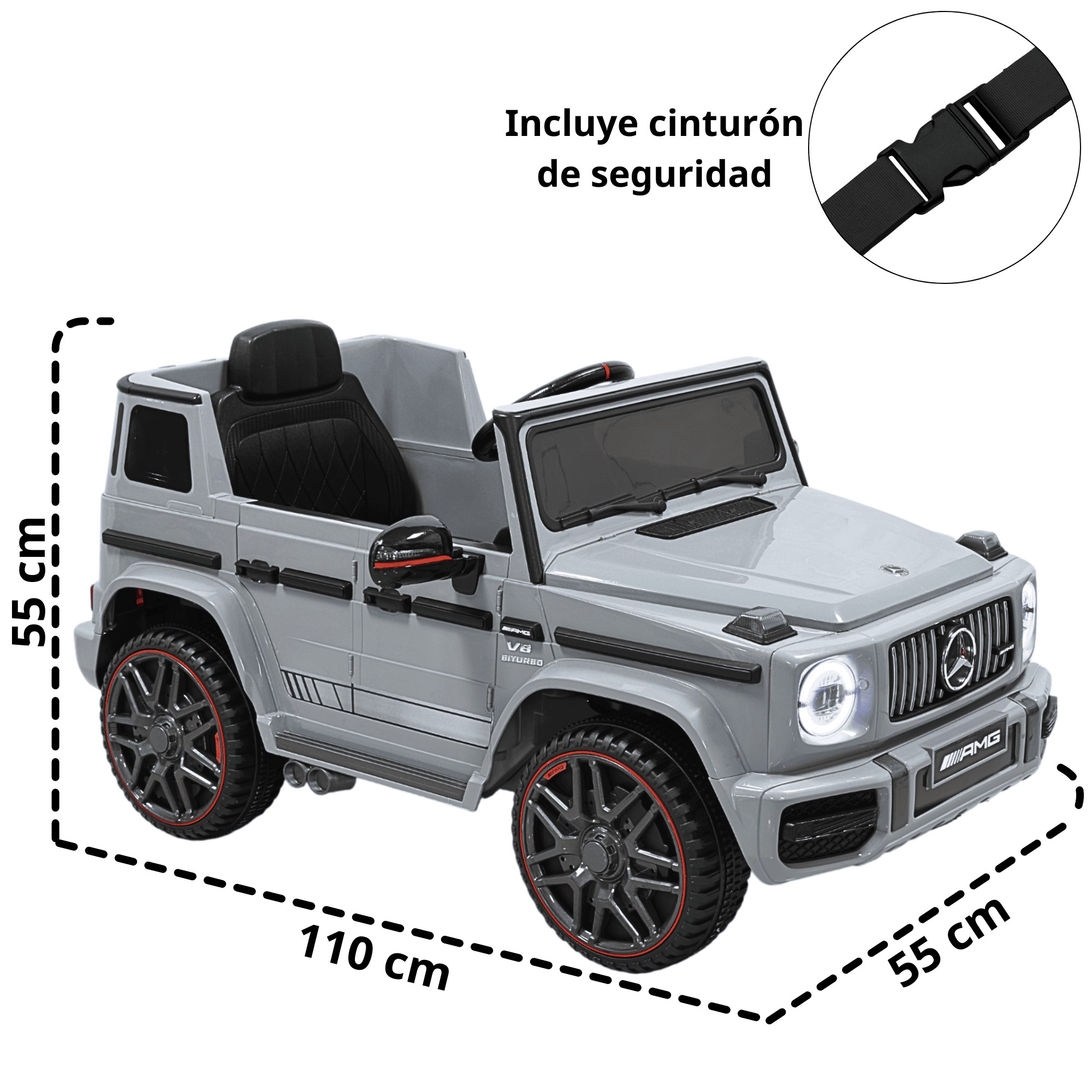 Camioneta Montable El&eacute;ctrica AMG Mercedes Benz G-63 para Ni&ntilde;os 12V Bluetooth Apto a partir de 3 a&ntilde;os - Gris image number null