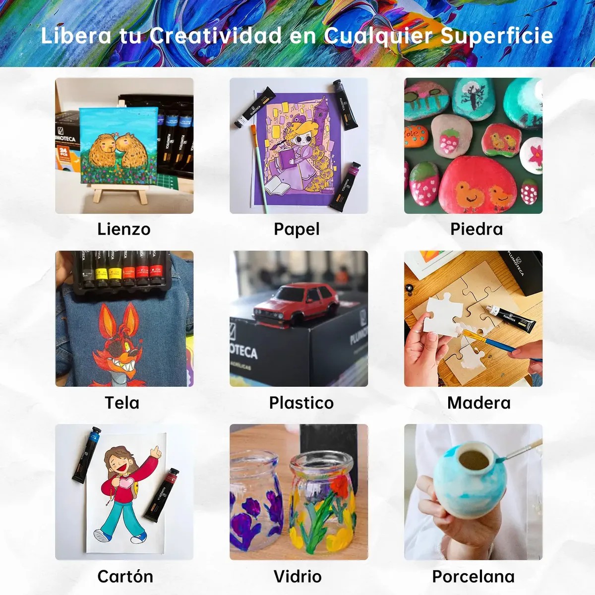 "Pintura Acr&iacute;lica Profesional 24 Colores Con 22ml Plumoteca " image number null