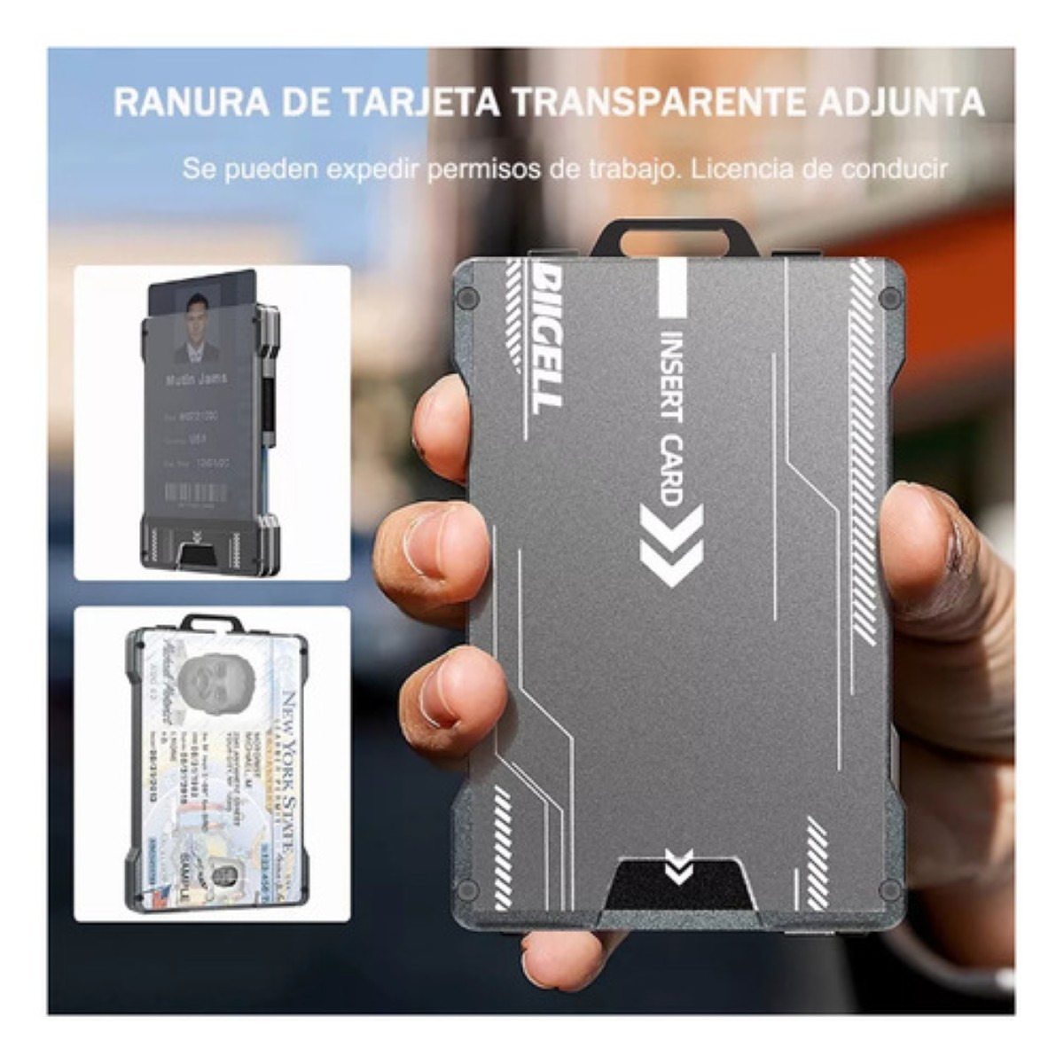 Cartera Rfid Hombre Tarjetero Billetera Fibra De Carbono Negro image number null