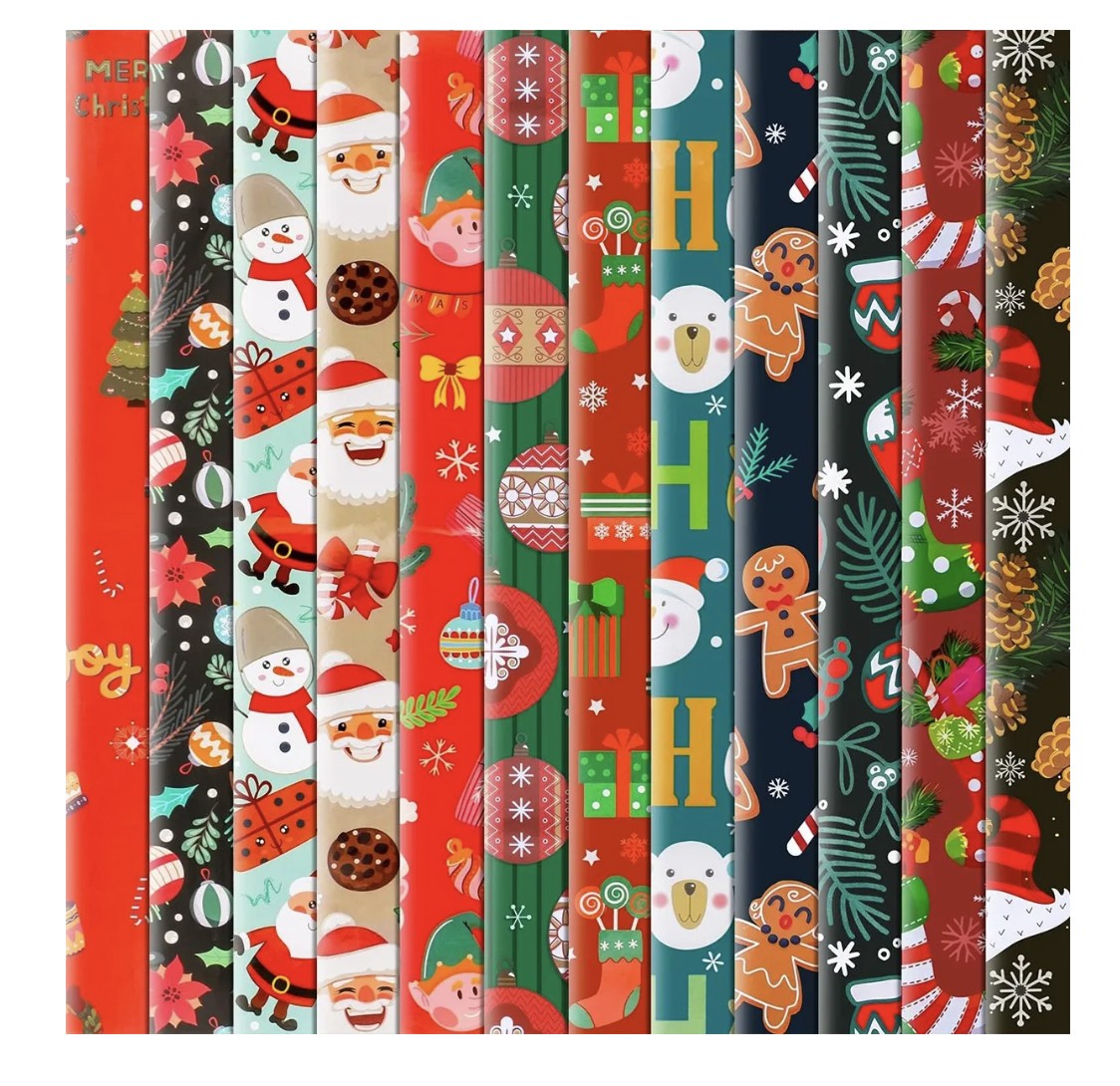 24 Hojas Papel Regalo Navidad Dise&ntilde;os Decoraciones Navide&ntilde;as image number null