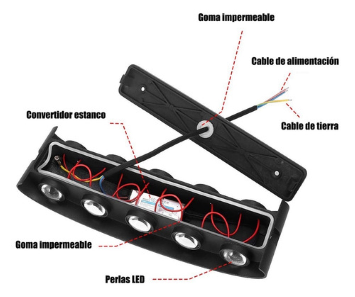 L&aacute;mpara Moderna Led De Pared De Luz C&aacute;lida 10w Para Exterior Negra image number null