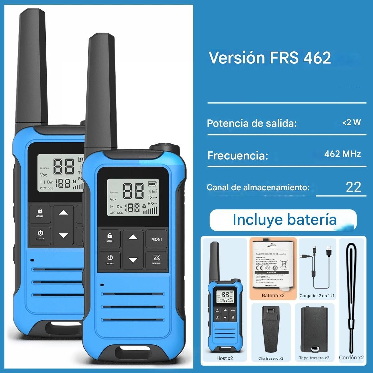 Walkie talkie Radio azul bidireccional tipo C recargable viaje Camping antena juego seguridad image number null