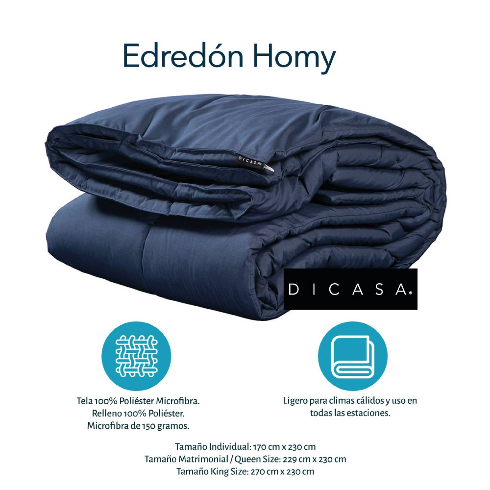 Edred&oacute;n Queen Size Dicasa Homy Azul Marino con S&aacute;banas Softy , Protector Ultra, Almohadas 2 Pack image number null
