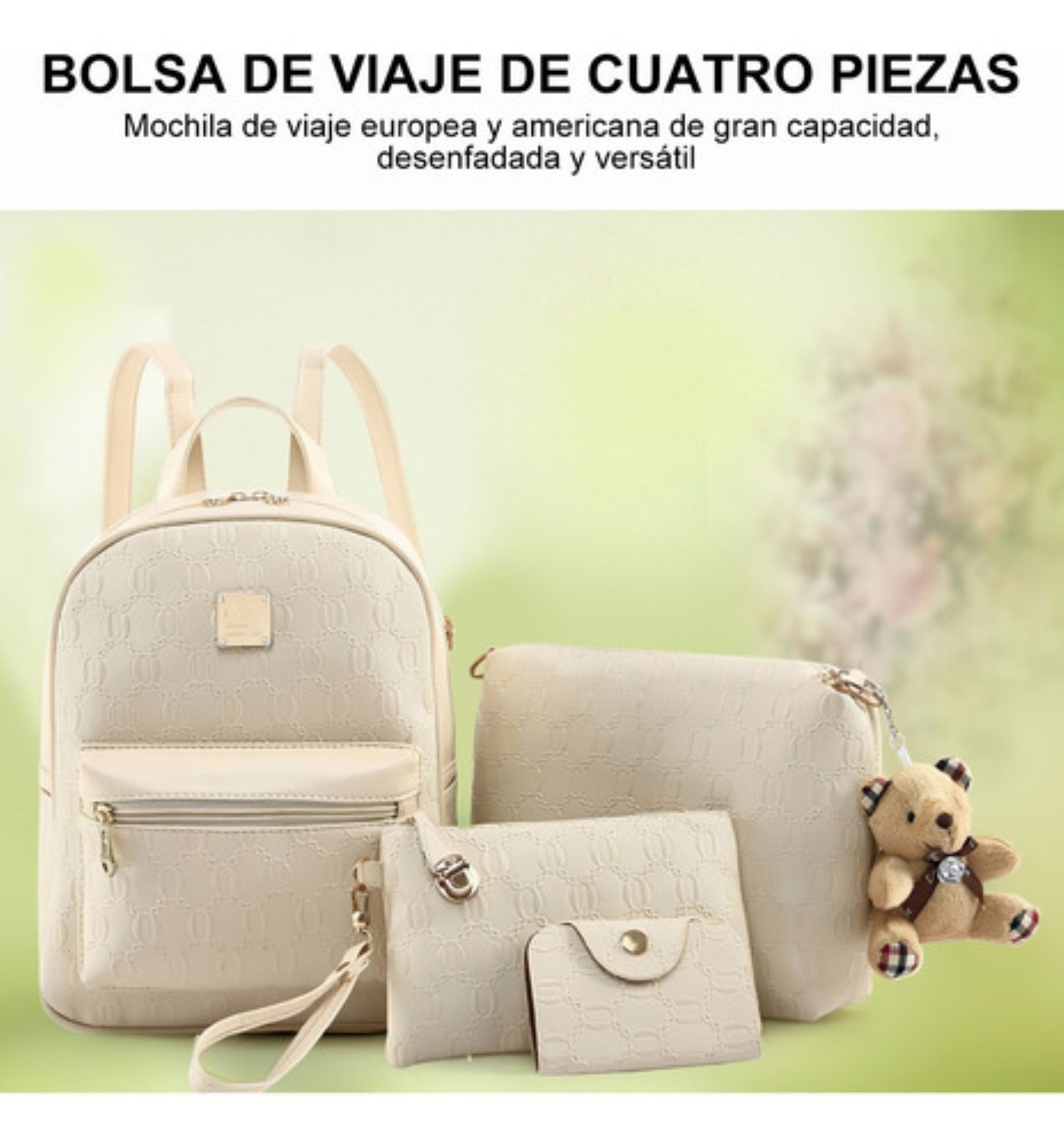 Bolsas De Mujer Mochila Cosmetiquera Correa 4 Set Beige image number null